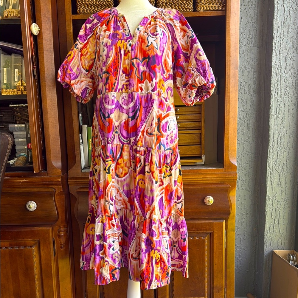 Chico's Colorful 3/4 Sleeve Dress